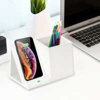 Desk Organizer Qi Stand Wireless Charging  Holder For Iphone Xs Max Xr X 8 Plus Samsung S10 S9 S8 Pencil Pen Pad Holder